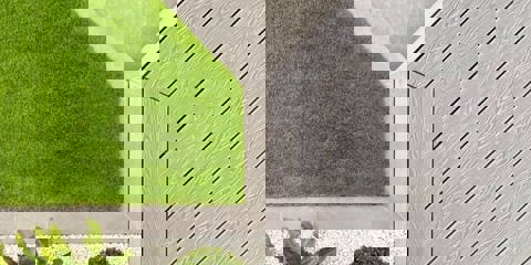 Overhead view of Marshalls Arrento silver paving