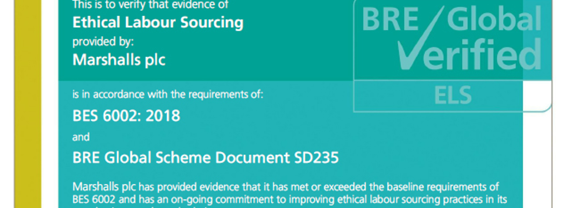 BRE Ethical Labour Standard Verification Hero Image