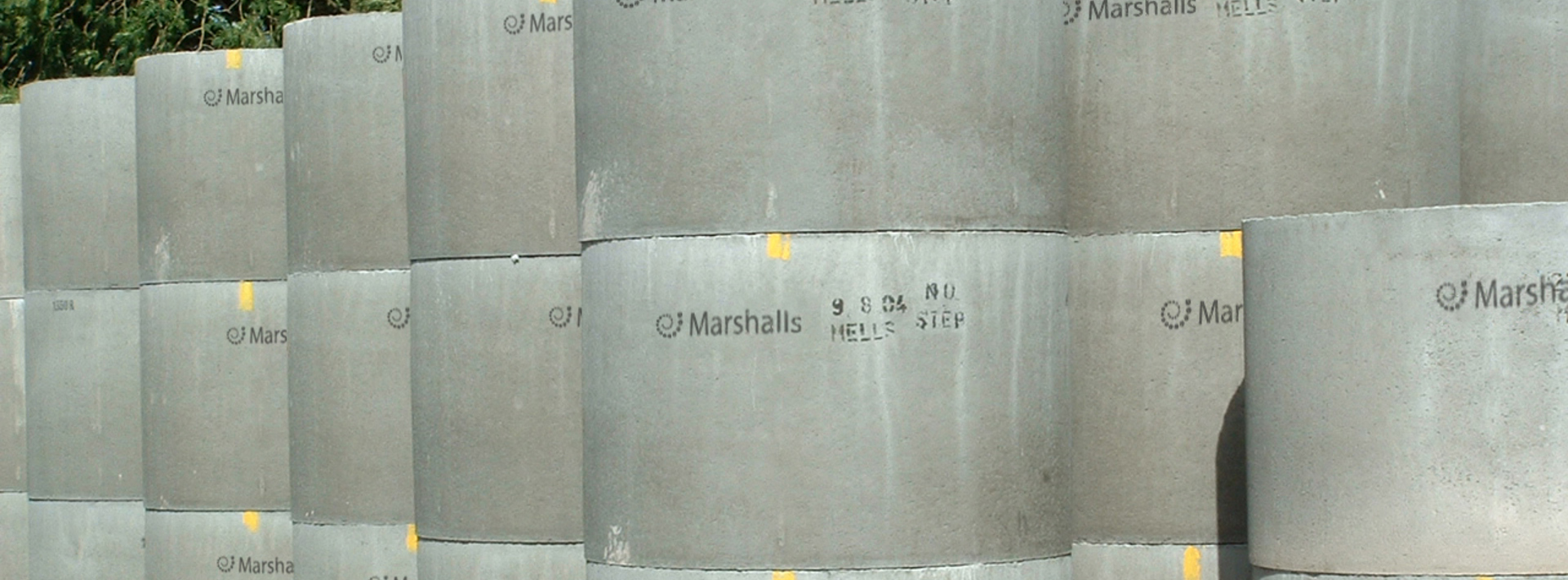 Marshalls chamber rings stacked up in the yard