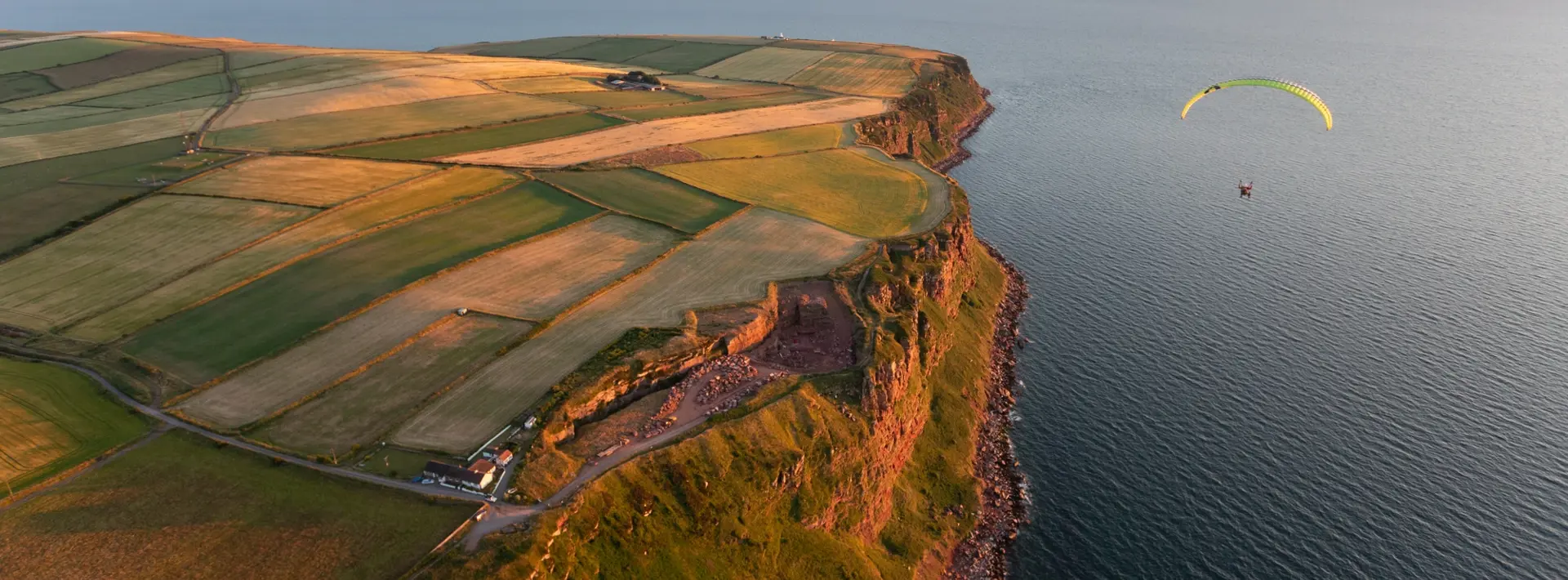 Aerial view of the St Bees quarry and the sea