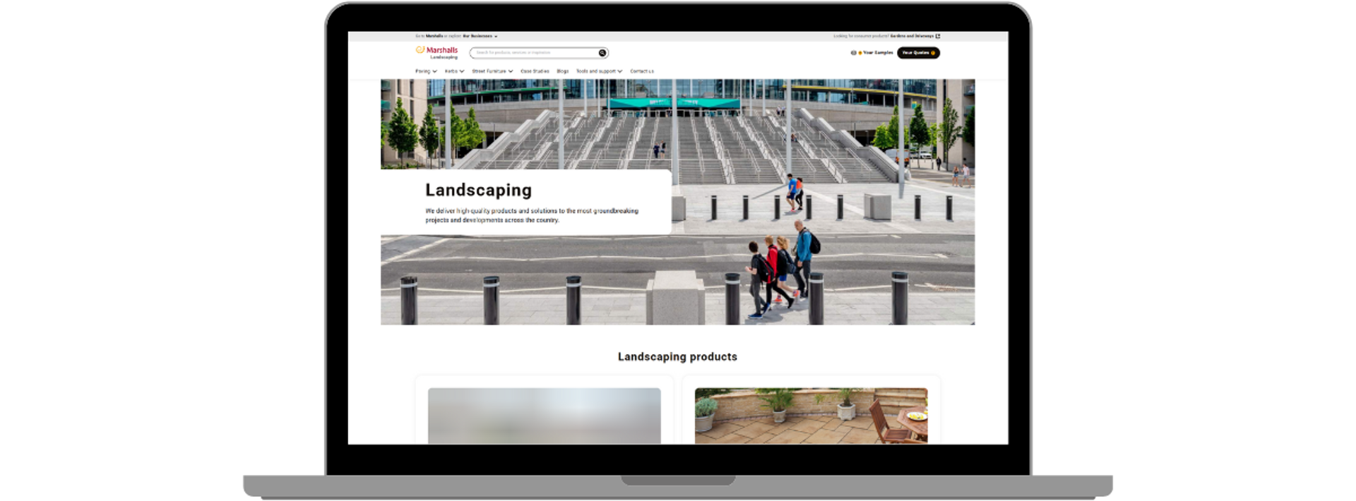 Marshalls new website loaded on a laptop screen