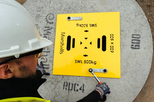 Marshalls Manhole cover during installation