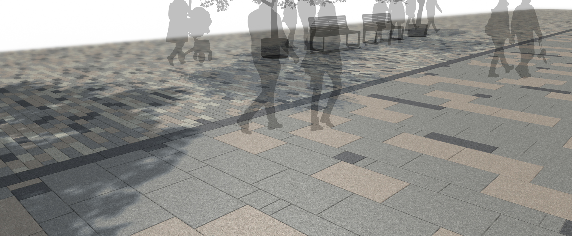Silhouettes walking over Marshalls Lunar paving