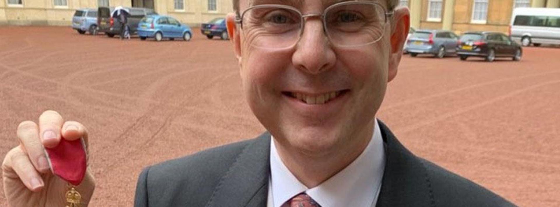 Chris Harrop receives his OBE from Prince William, Duke of Cambridge Hero Image