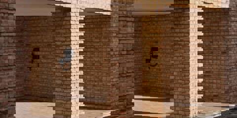 A close up of a wall built using Marshalls Glencoe Vintage Stock Facing Brick