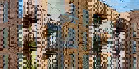 A block of flats built using Marshalls Glencoe Vintage Stock Facing Brick