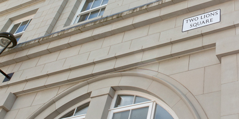 Bespoke ashlar wall masonry supplied for urban square